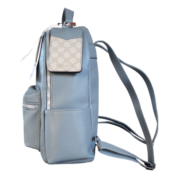 Nine West NEW Slate Blue Leather Backpack - Picture 3 of 12